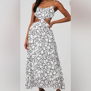 ASTR the label sanger abstract cut out dress